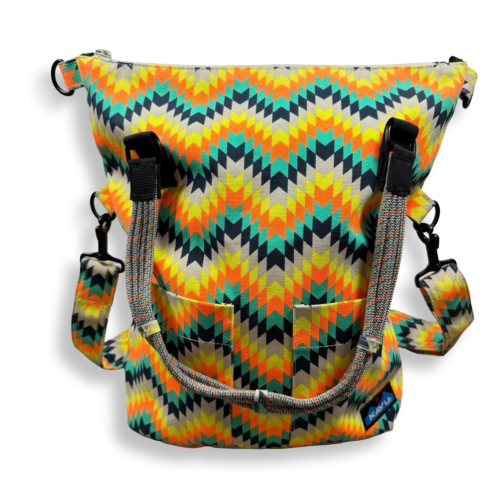 KAVU Sydney Tote and Mondo Spender Wallet Set Chevron Geometric Canvas